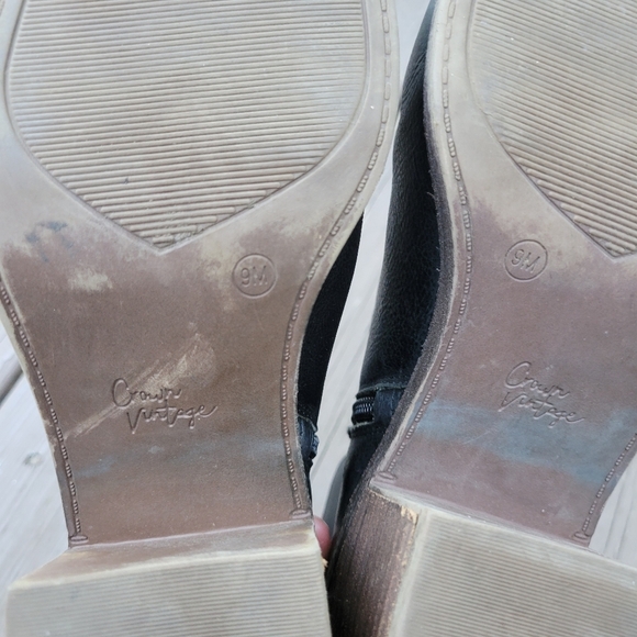 Vintage 90s y2k Bratz Black Leather Chunky Heel Square Toe Ankle Boots Booties 9 - Picture 8 of 10